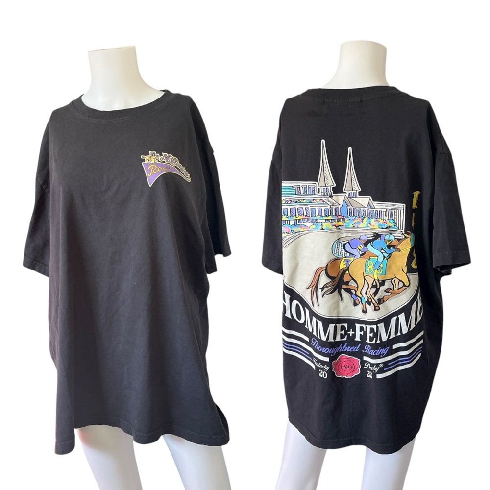 Homme + Femme Millionaires Row Black T-shirt Kentucky Derby Cotton Size Large L